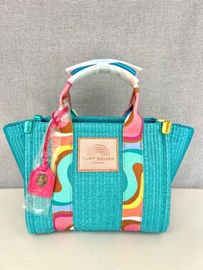 KURT GEIGER Southbank small RAFFIA shopper turquoise NWT